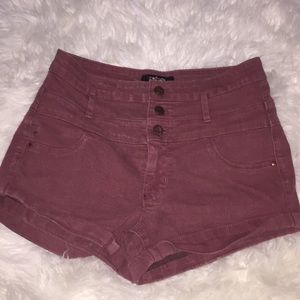 Maroon High Waisted Shorts